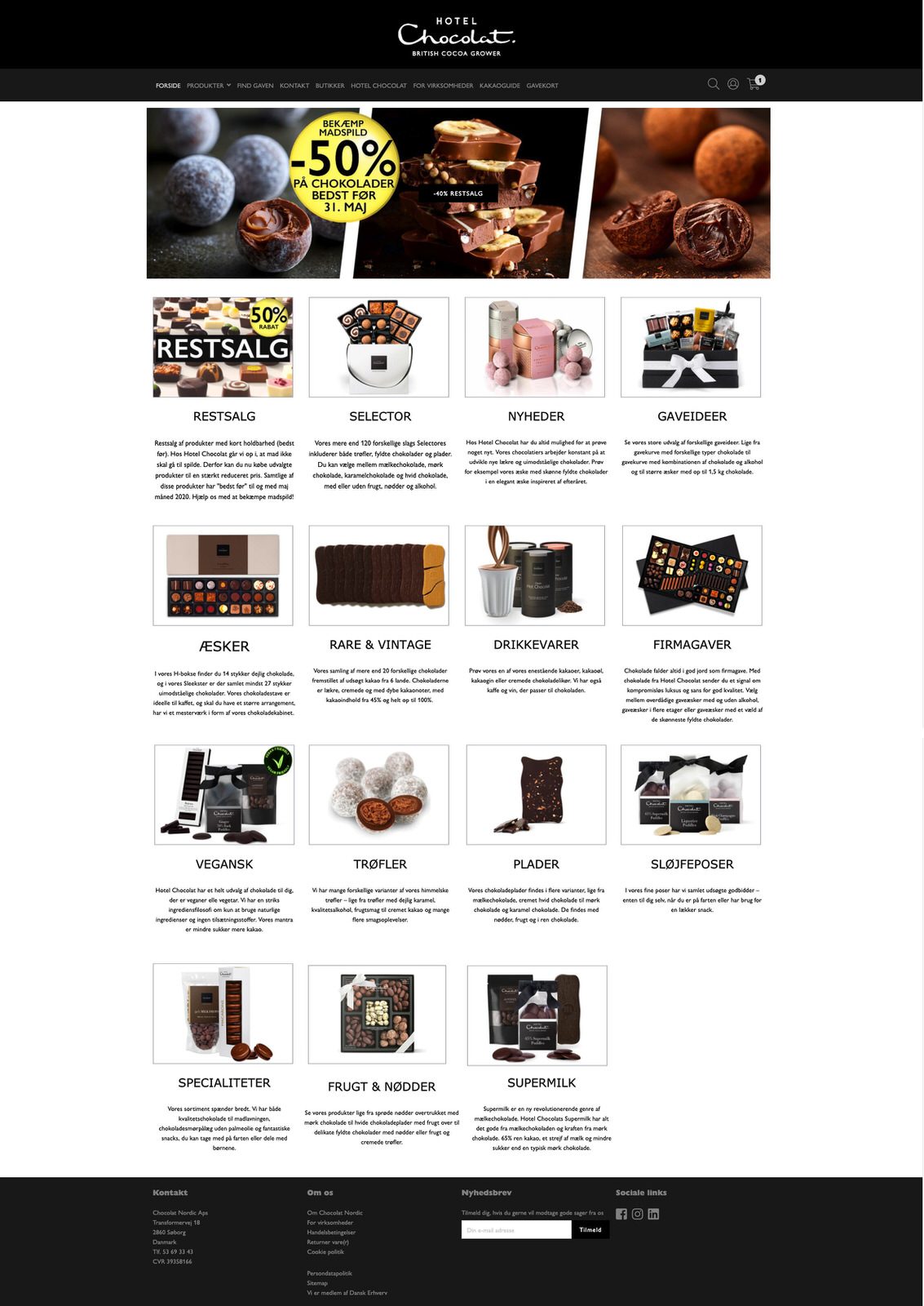 Screenshot of Hotel Chocolat's website
